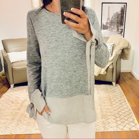 LOFT Tops - Loft Heather Gray Sweater Buttondown Size XS